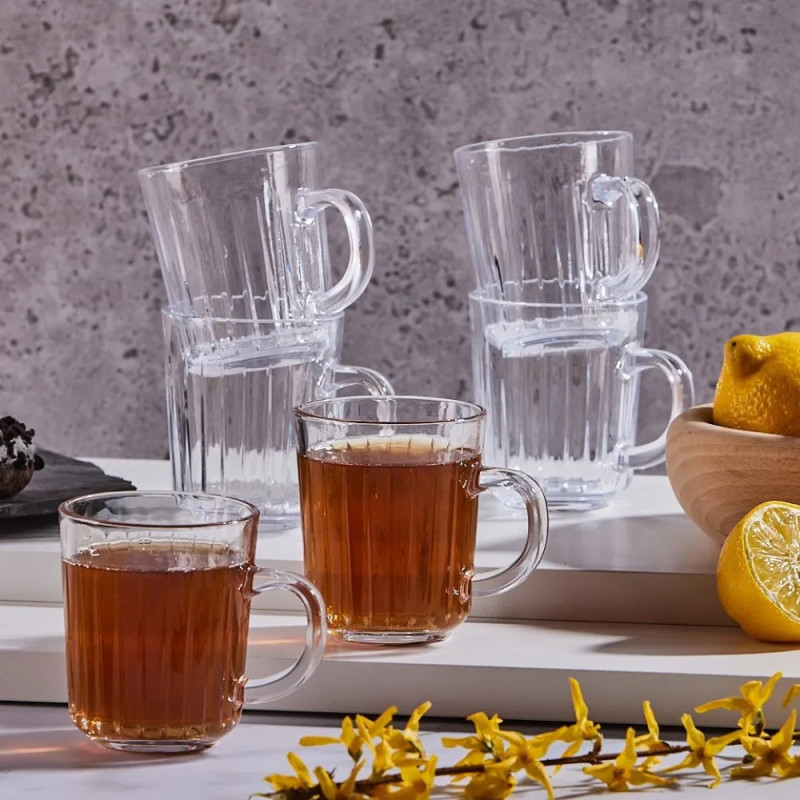 Kubki ryflowane 230 ml Altom Venus do kawy i herbaty szklane zestaw 6 sztuk