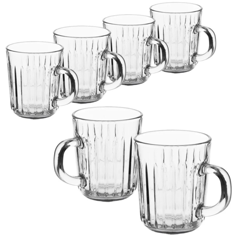 Kubki ryflowane 230 ml Altom Venus do kawy i herbaty szklane zestaw 6 sztuk