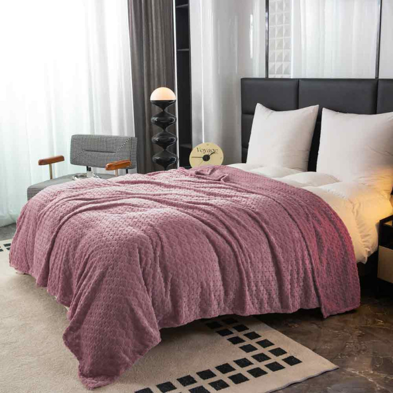 Koc różowy 160x200 cm mikrofibra Cotton World miękki ciepły pled narzuta na łóżko KHT-60