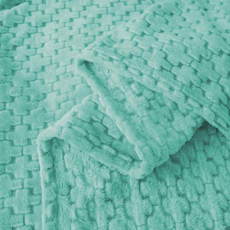 Koc 200x220 cm mikrofibra Cotton World miękki ciepły pled narzuta na łóżko niebiesko-zielony KHT-59
