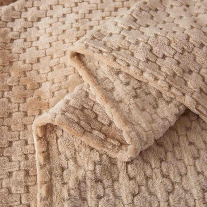 Koc 160x200 cm mikrofibra Cotton World miękki ciepły pled narzuta na łóżko beżowy KHT-56