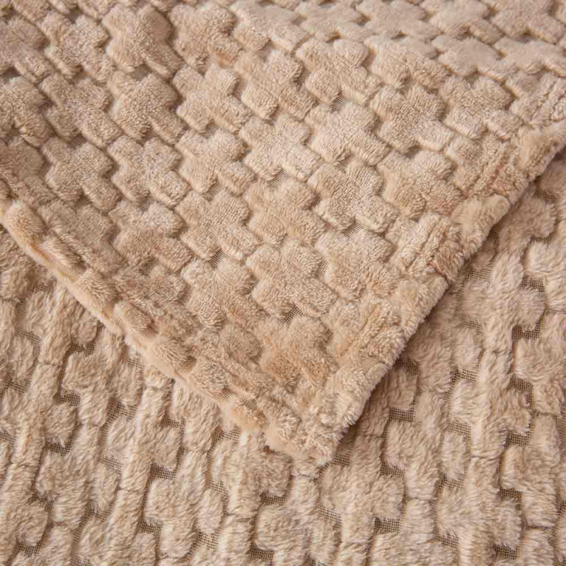 Koc 160x200 cm mikrofibra Cotton World miękki ciepły pled narzuta na łóżko beżowy KHT-56