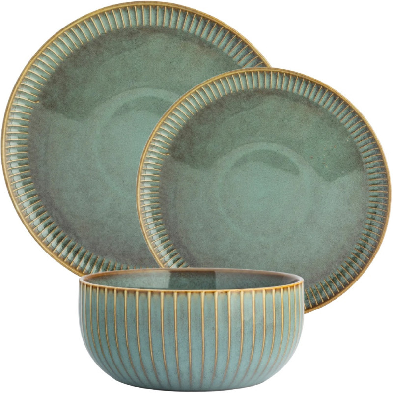 Serwis obiadowy porcelanowy Altom Sage 24 elementy zestaw talerzy dla 6 osób retro