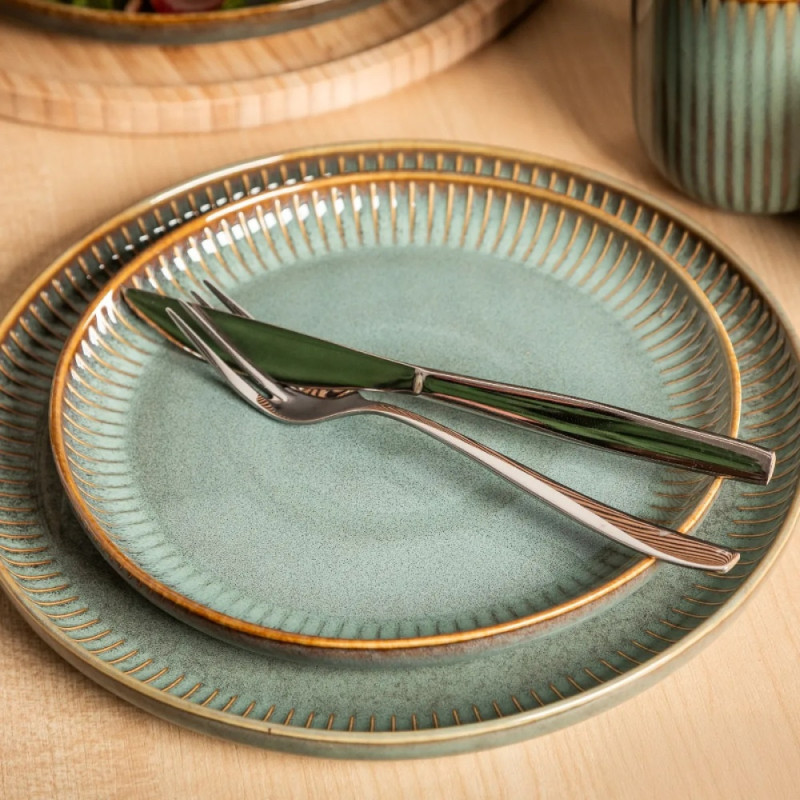 Serwis obiadowy porcelanowy Altom Sage 24 elementy zestaw talerzy dla 6 osób retro