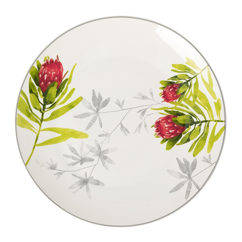 Serwis obiadowy porcelanowy Florina Protea 18 elementów zestaw talerzy dla 6 osób piękny wzór kwiaty