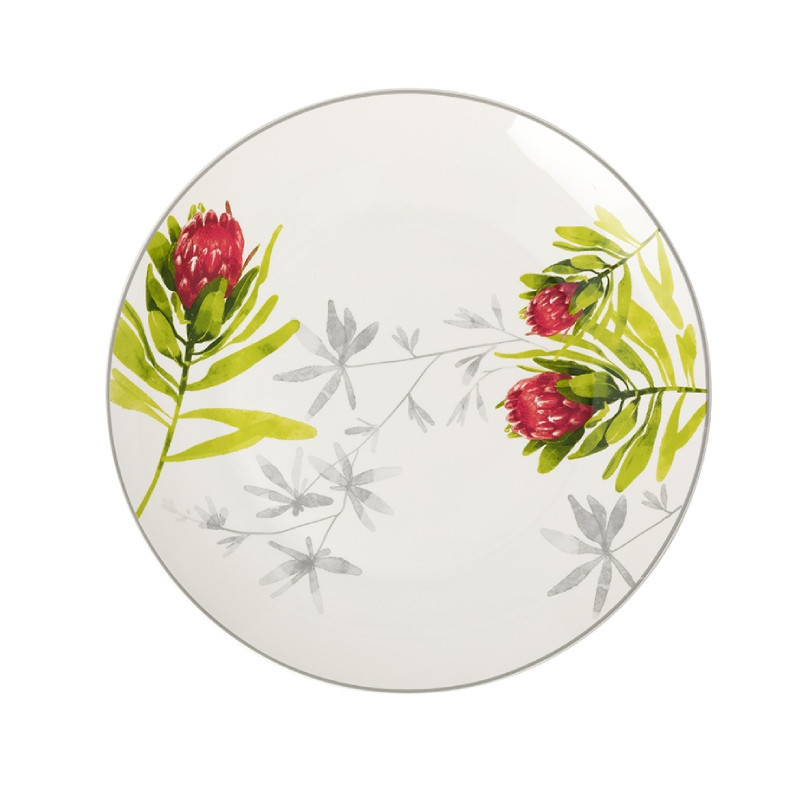 Serwis obiadowy porcelanowy Florina Protea 24 elementów zestaw talerzy dla 6 osób piękny wzór kwiaty