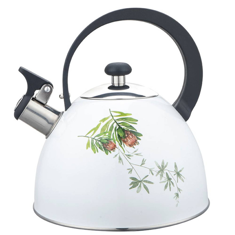 Czajnik tradycyjny z gwizdkiem emaliowany biały 2.5 L indukcja gaz Protea Florina
