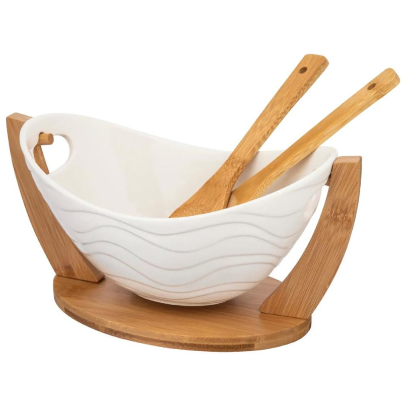 Miska do sałatek z przyborami salaterka z podstawką porcelana Altom Design Regular