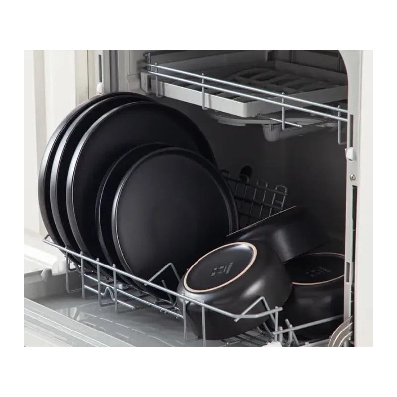 Serwis obiadowy porcelanowy MG Home Artena 22 elementy zestaw talerzy misek dla 6 osób czarny