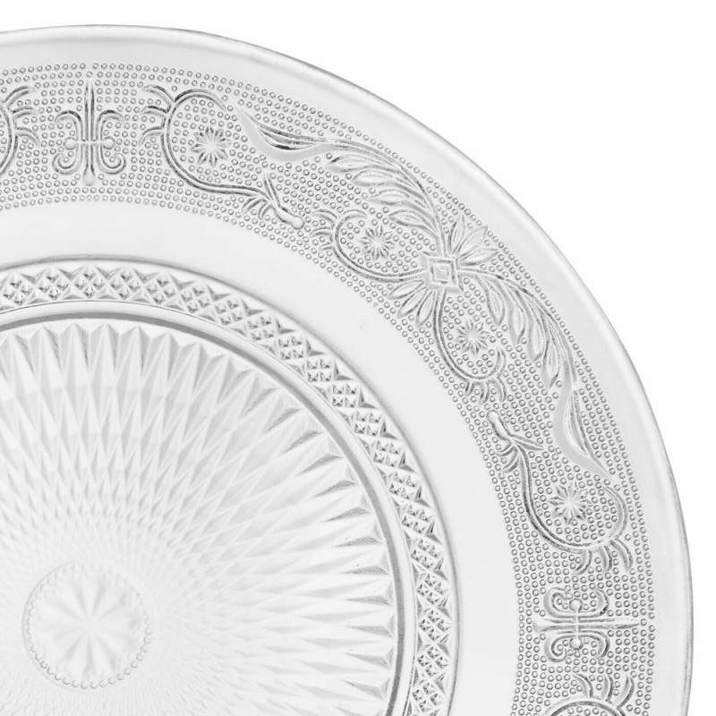 Talerzyki deserowe 18 cm i patera 30 cm szklane Florina Palazzo zestaw 7 sztuk spodek na ciasto deser