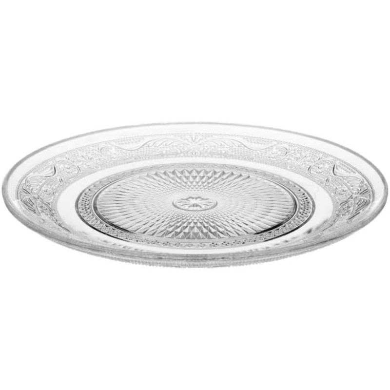 Talerzyki deserowe 18 cm i patera 30 cm szklane Florina Palazzo zestaw 7 sztuk spodek na ciasto deser
