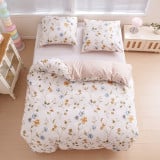 Pościel 140x200 bawełna satynowa dwustronna GierekHoff gruba 2 części GH 3049 beżowa w kwiaty