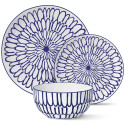 Serwis obiadowy porcelanowy MG Home Fiori 12 elementów zestaw talerzy dla 4 osób kwiaty