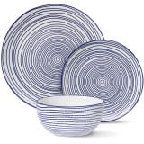 Serwis obiadowy porcelanowy MG Home Marea 12 elementów zestaw talerzy dla 4 osób kropki