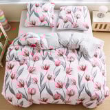 Pościel 200x220 bawełna satynowa dwustronna GierekHoff gruba 3 części GH 3067 tulipany