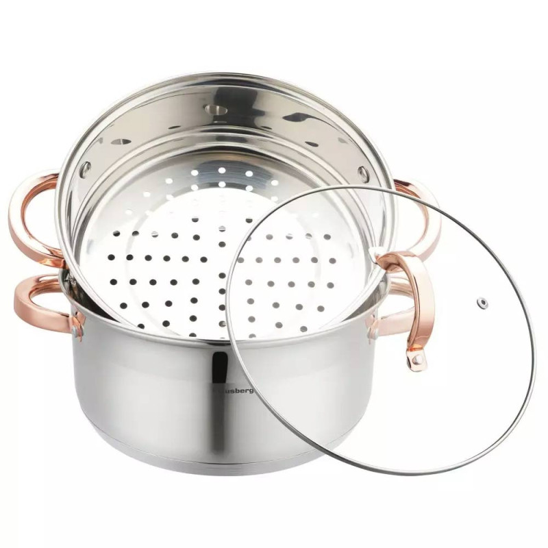 Garnek do gotowania na parze 5 l  parowar 24 cm stalowy 3 elementy  Klausberg KB 7734