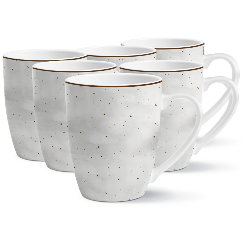 Serwis obiadowy porcelanowy Antic 24 elementy zestaw talerzy kubków dla 6 osób szary nakrapiany
