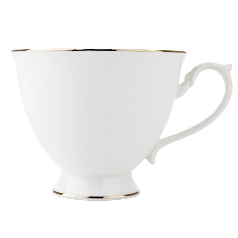Serwis kawowy dla 6 osób Liric porcelana zestaw filiżanek ze spodkami 6+6 biały Florina