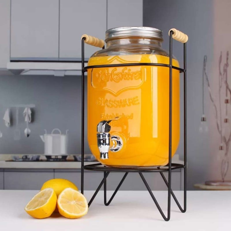 Słój szklany z kranikiem 4 L ze stojakiem do lemoniady napojów wody Tragar 44033