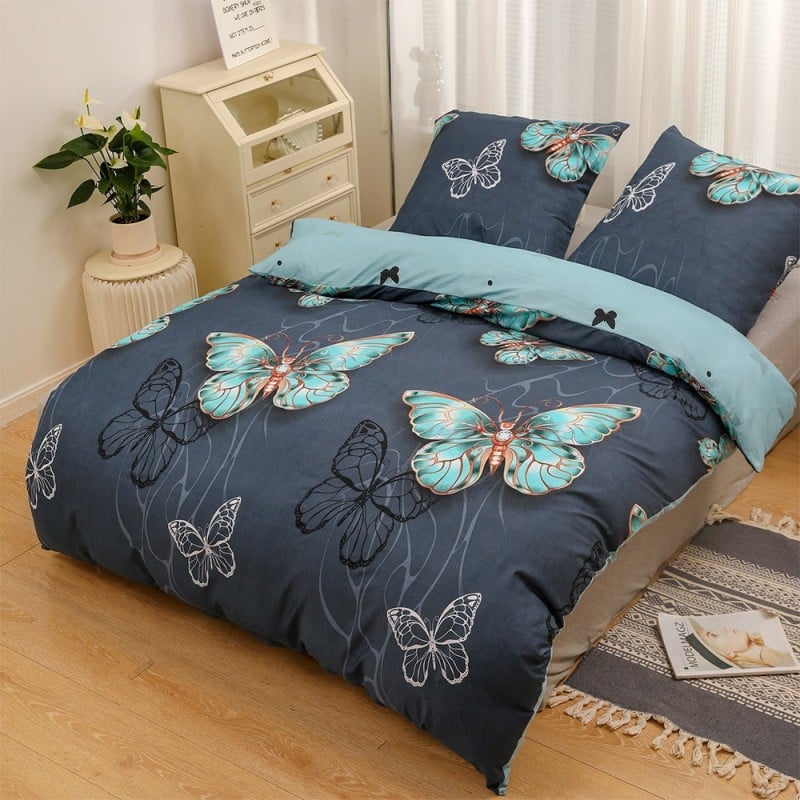 Pościel 160x200 bawełna satynowa dwustronna GierekHoff gruba 3 części GH 3080 motyle