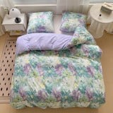 Pościel 160x200 bawełna satynowa dwustronna GierekHoff gruba 3 części GH 3088 fioletowa w kwiaty