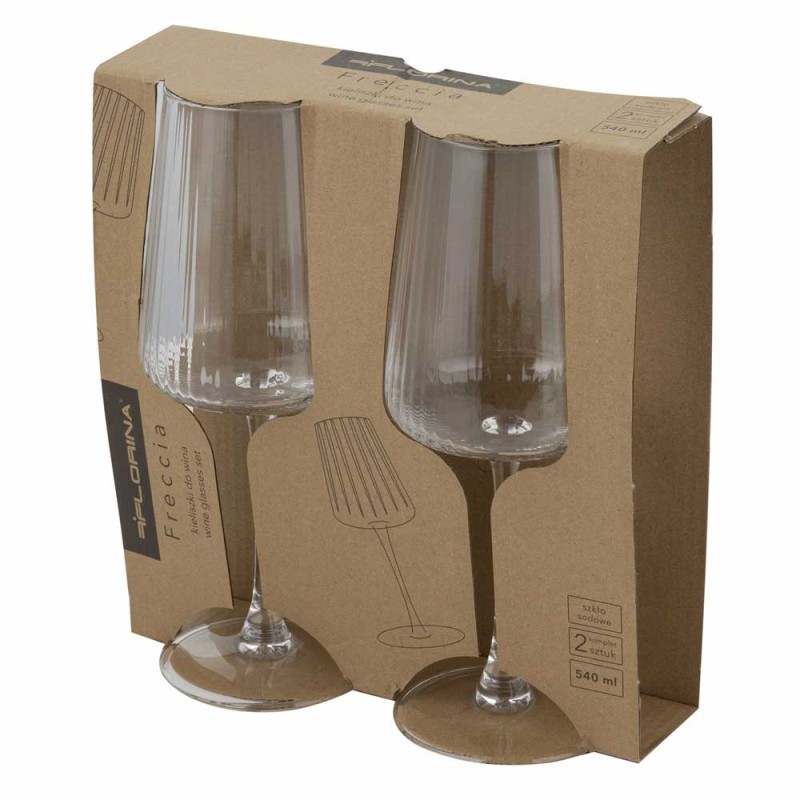 Kieliszki do wina 540 ml szklo ryflowane komplet 2 sztuki Florina Freccia