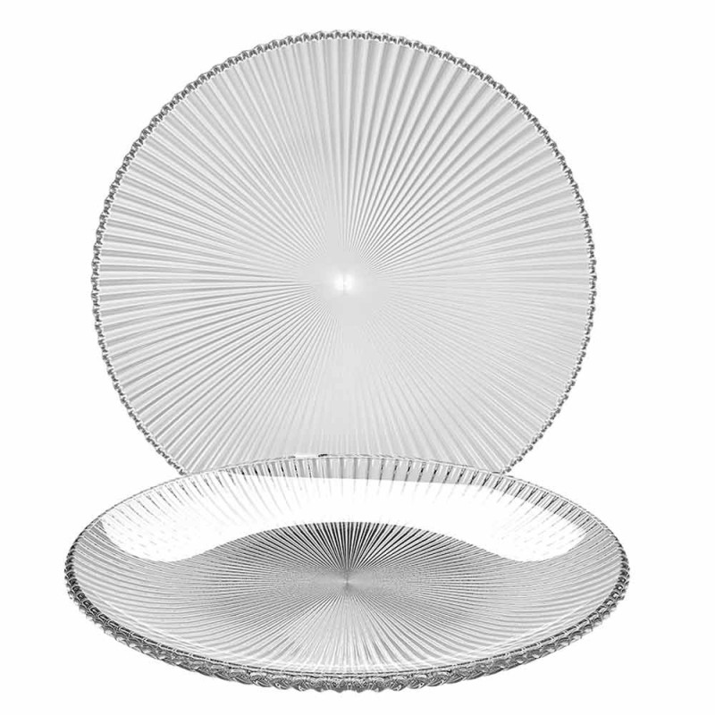 Talerzyki deserowe 20 cm i patera 25 cm szklane Florina Rimini zestaw 7 sztuk spodek na ciasto deser