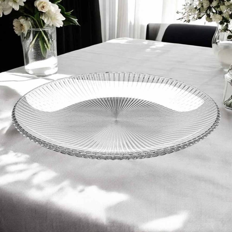 Talerzyki deserowe 20 cm i patera 25 cm szklane Florina Rimini zestaw 7 sztuk spodek na ciasto deser