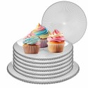 Talerzyki deserowe 20 cm i patera 25 cm szklane Florina Rimini zestaw 7 sztuk spodek na ciasto deser