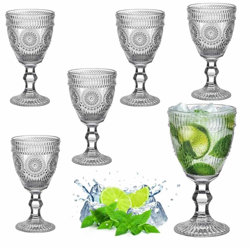 Kielichy do wody 300 ml zestaw 6 szklanek na nóżce Florina Rosetta