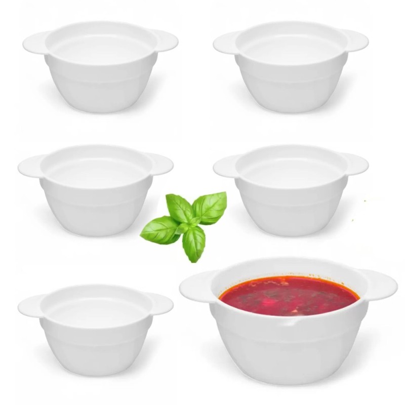 Bulionówka biała 600 ml zestaw 6 sztuk flaczarka szklana miseczka 19 cm salaterka Tragar 44099
