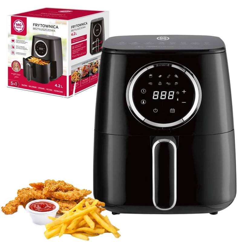 Frytownica beztłuszczowa LCD 5w1 air fryer elektroniczny 4.2 L czarna 1400W MG Home