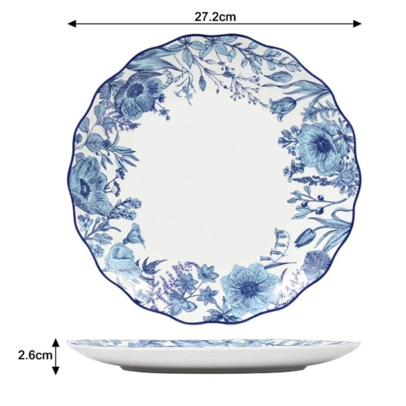 Serwis obiadowy porcelanowy 18 elementów zestaw talerzy dla 6 osób kwiaty Colette Florina
