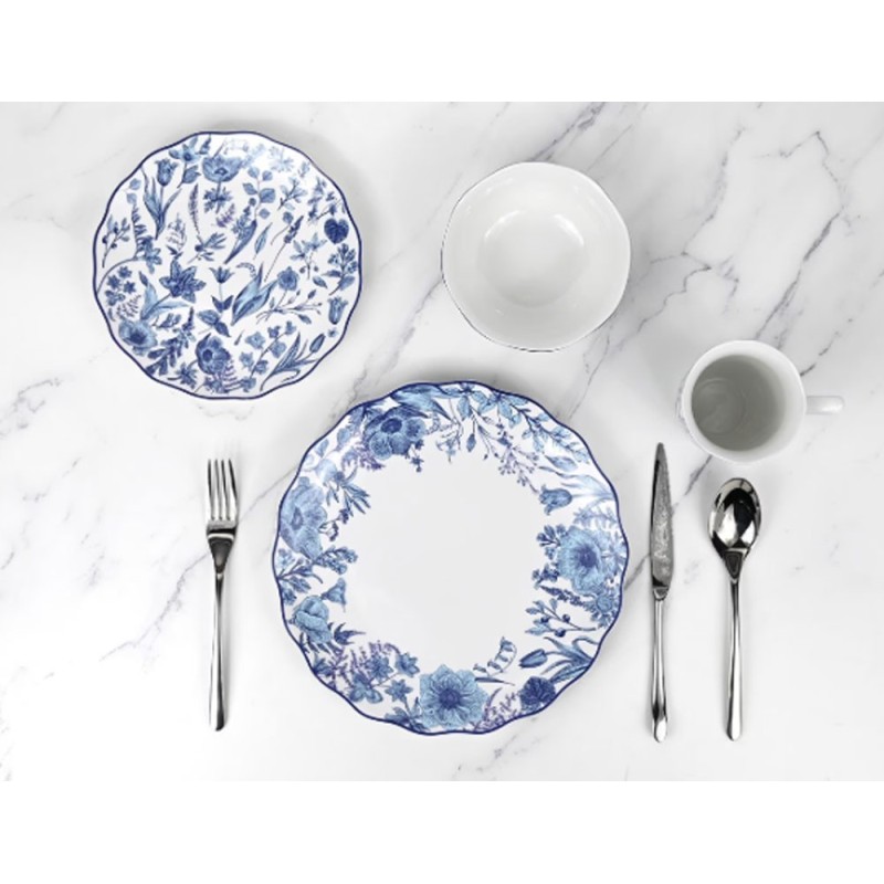 Serwis obiadowy porcelanowy 24 elementów zestaw talerzy dla 6 osób kwiaty Colette Florina