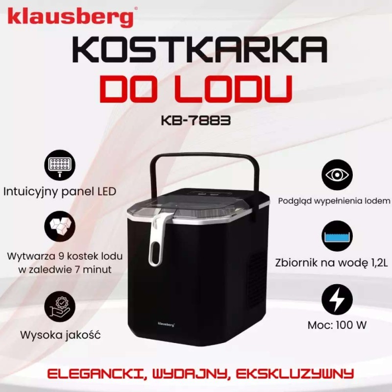 Kostkarka do lodu automatyczna panel LCD 100W 1.2 L Klausberg KB 7883