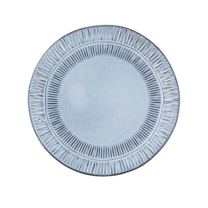 Serwis obiadowy porcelanowy Florina Almond Blue 24 elementy zestaw talerzy z kubkami dla 6 osób niebieskie