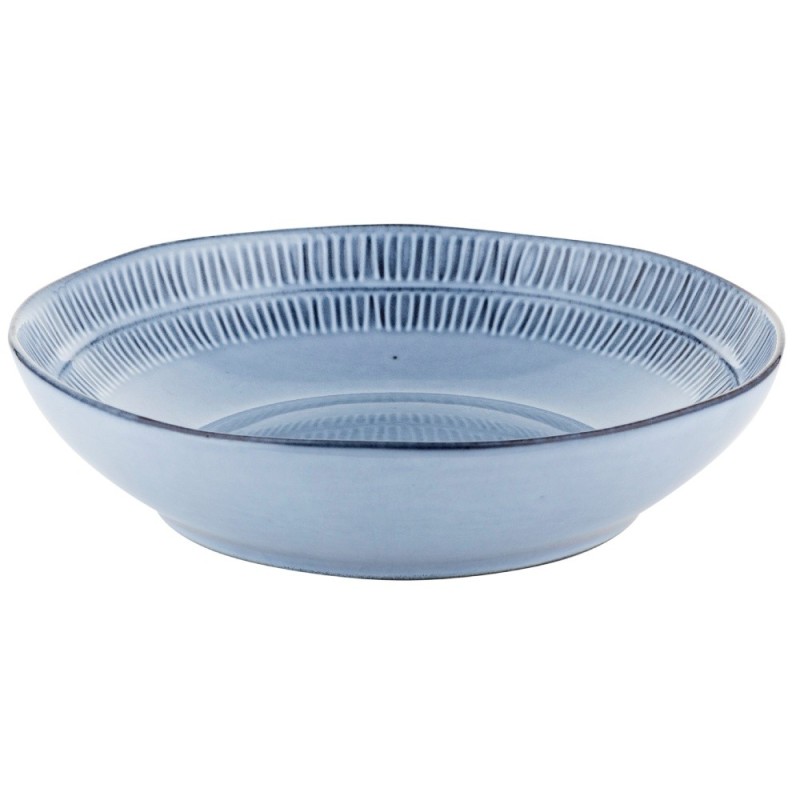 Serwis obiadowy porcelanowy Florina Almond Blue 24 elementy zestaw talerzy z kubkami dla 6 osób niebieskie