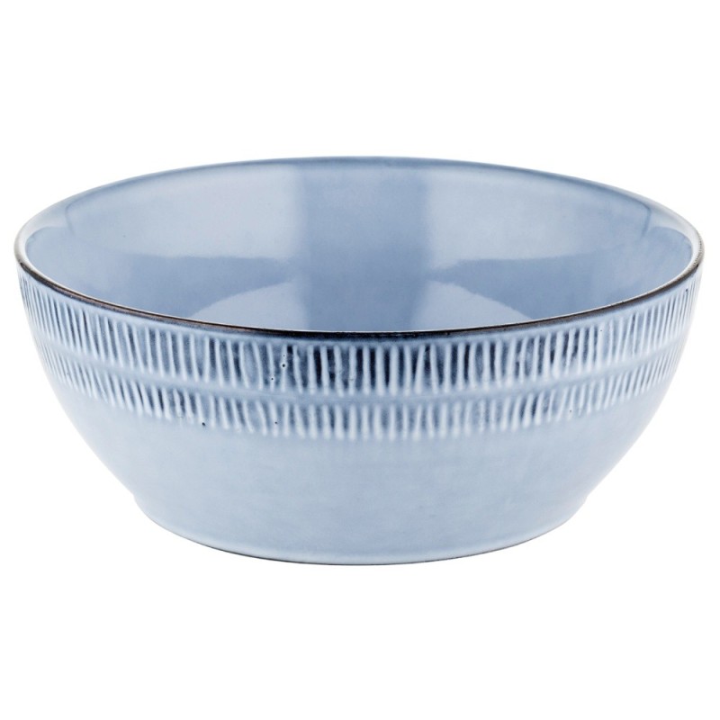 Salaterka porcelanowa 20 cm Florina Almond Blue niebieska prążkowana