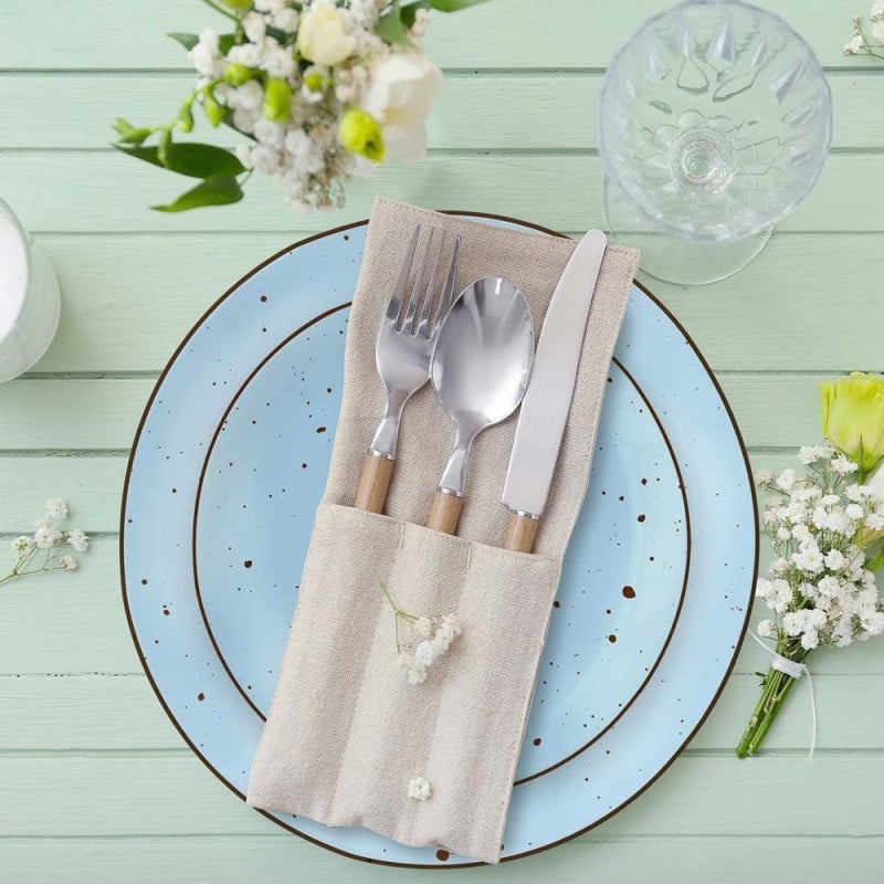Serwis obiadowy porcelanowy MG Home Gemma Blue 12 elementów zestaw talerzy dla 4 osób niebieskie nakrapiane