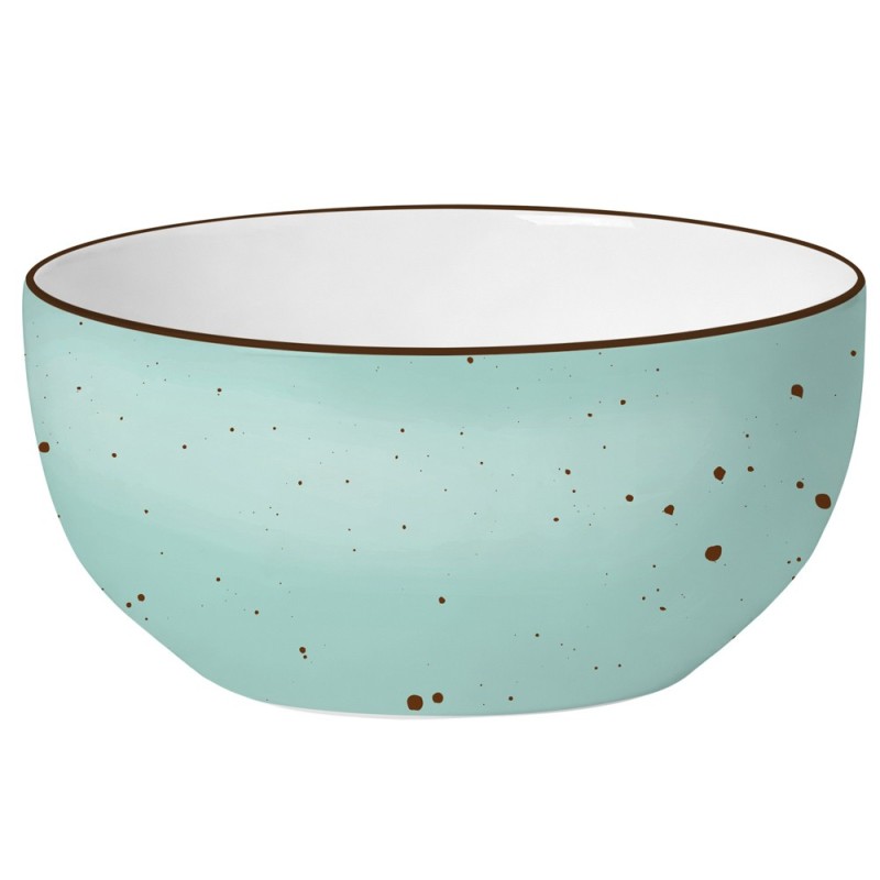 Serwis obiadowy porcelanowy MG Home Gemma Green 12 elementów zestaw talerzy dla 4 osób zielone nakrapiane