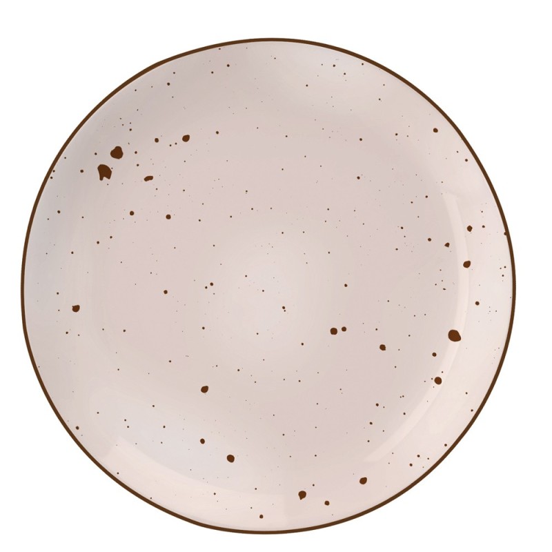 Serwis obiadowy porcelanowy MG Home Gemma Pink 18 elementów zestaw talerzy dla 6 osób różowych nakrapiane