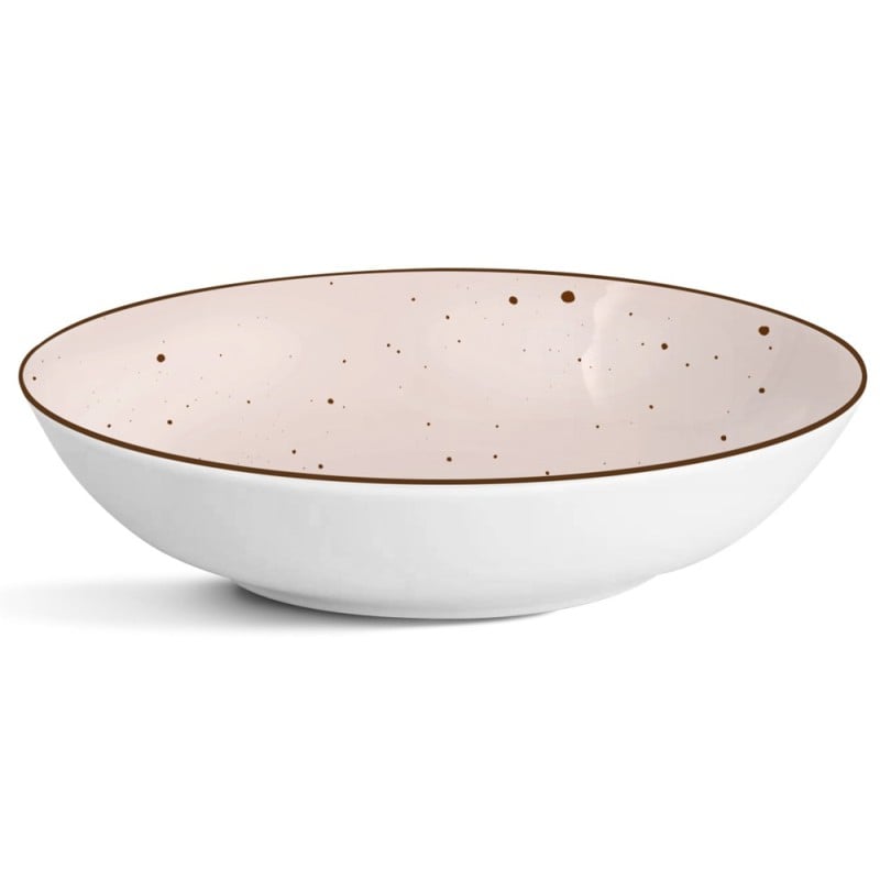Serwis obiadowy porcelanowy MG Home Gemma Pink 18 elementów zestaw talerzy dla 6 osób różowych nakrapiane
