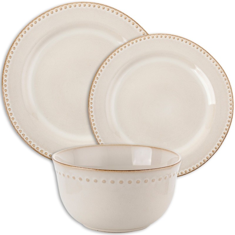 Serwis obiadowy porcelanowy Florina Fjordi 18 elementów zestaw talerzy dla 6 osób retro