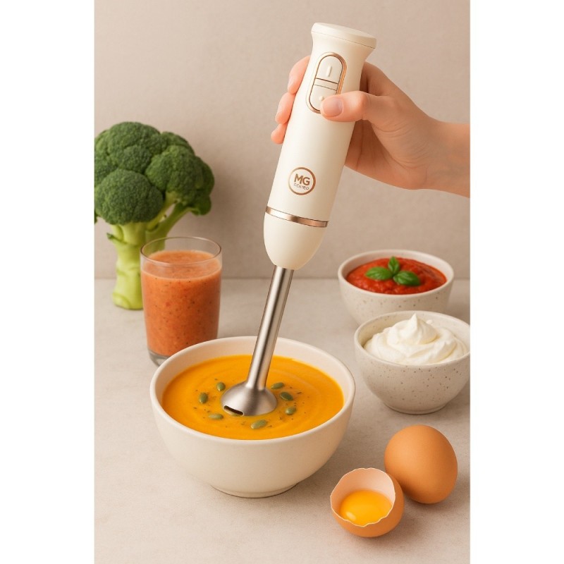 Blender ręczny MG Home 300W z regulacją prędkości kremowy do zup koktajli mocny