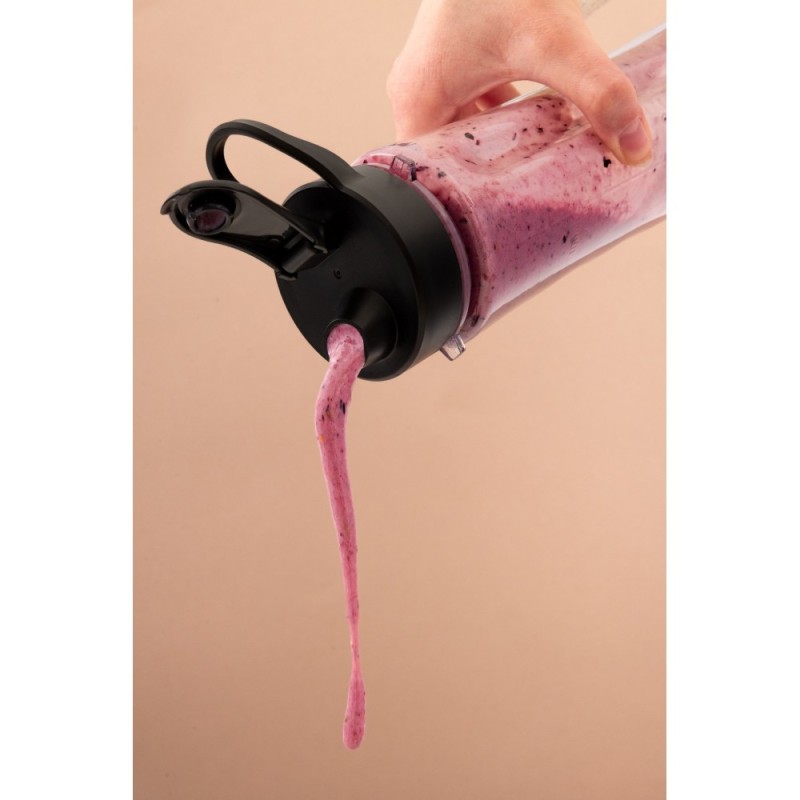 Blender personalny MG Home 500 ml 260W Butelka z ustnikiem, pokrywka i ostrze ze stali nierdzewnej czarny