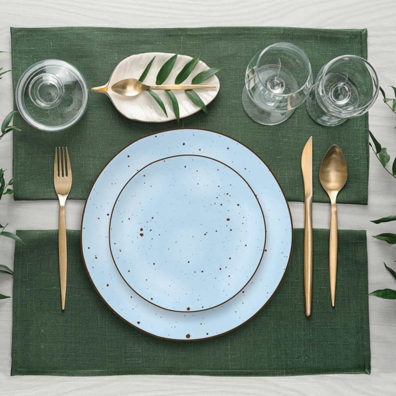 Serwis obiadowy 36 elementów porcelanowy MG Home Gemma Blue zestaw talerzy dla 12 osób niebieskie nakrapiane