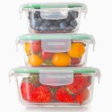 Pojemniki szklane kwadratowe lunchbox GierekHoff Corio GH 1102 zestaw 3 sztuki żaroodporne hermetyczne 1200/800/320 ml