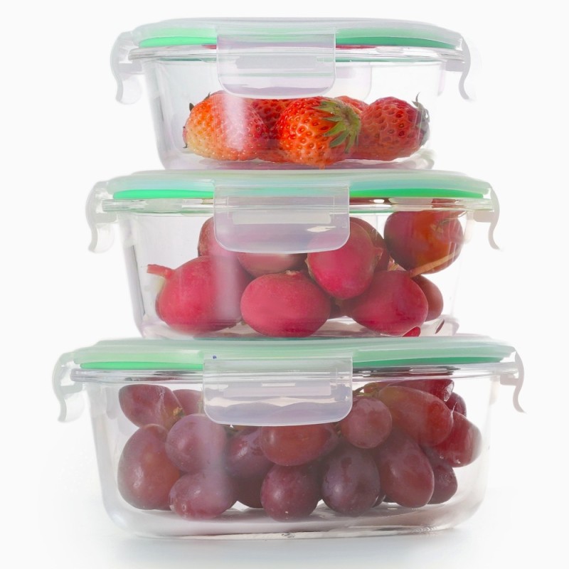 Pojemniki szklane okrągłe lunchbox GierekHoff Corio GH 1101 zestaw 3 sztuki żaroodporne hermetyczne  1200/950/400 ml