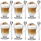 Szklanki z uchem 320 ml Altom Siena Korale kubki do herbaty kawy latte macchiato komplet 6 sztuk z łyżeczkami