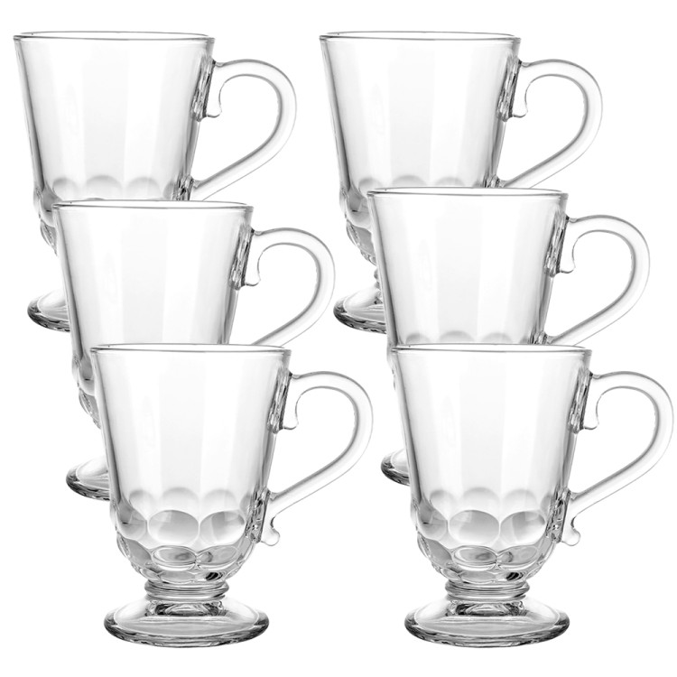 Szklanki z uchem 320 ml Altom Siena Korale kubki do herbaty kawy latte macchiato komplet 6 sztuk z łyżeczkami